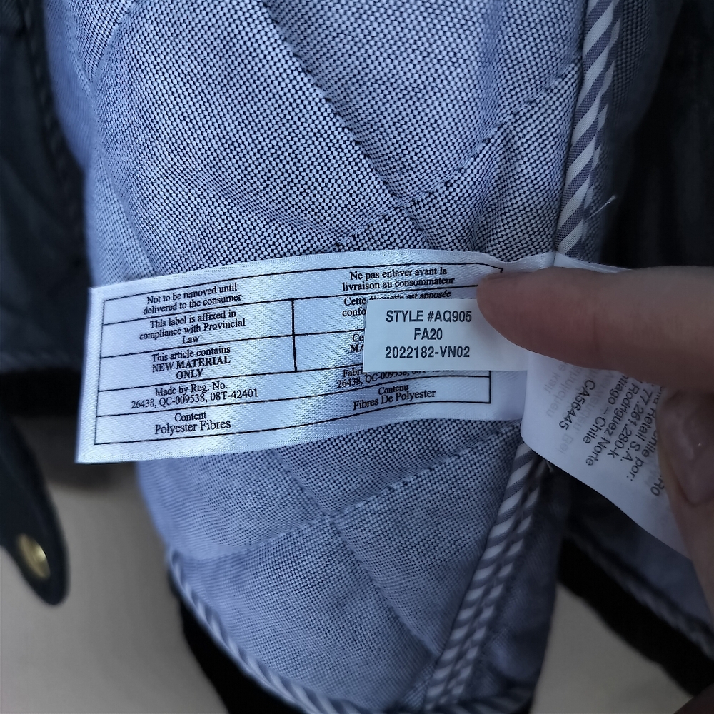 JCrew Black Quilted Barn Jacket Chore Coat Gold Hardware and Corduroy Collar - Picture 8 of 9